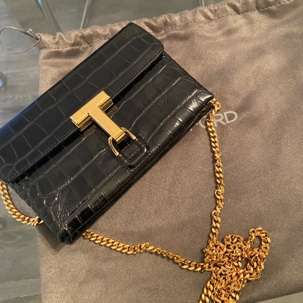 Tom Ford black mini croc bag